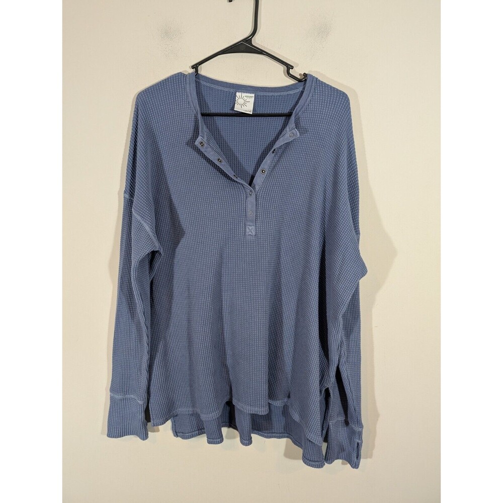 Blue Henley Women's Top